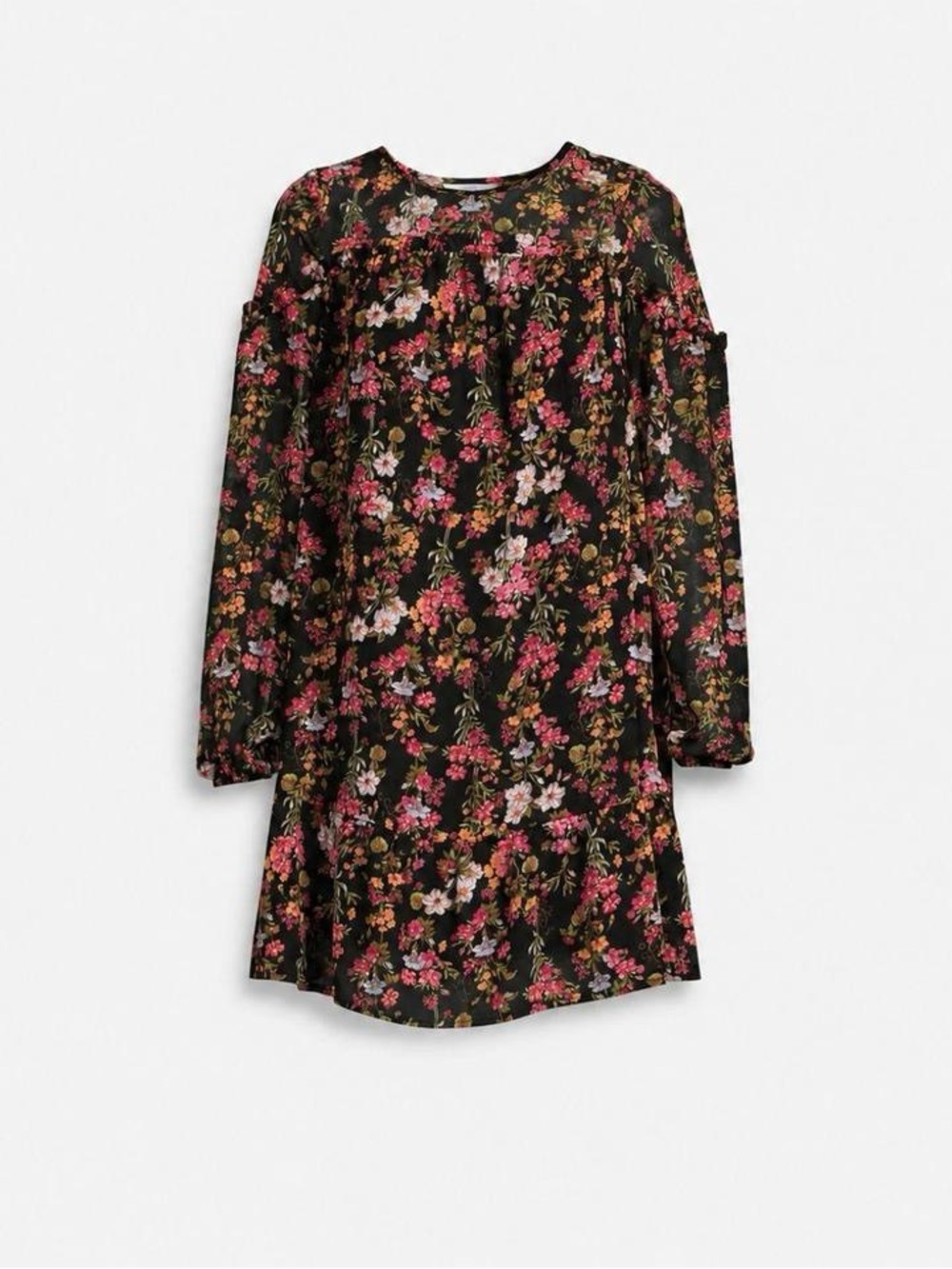 Dark Romantic Floral Sheer Yoke Tent Mini Dress / Tunic 🥀